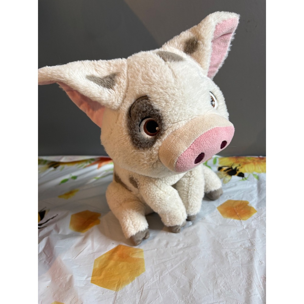 Disney Moana Pua Pig Plush Stuffed Animal White Grey Pink Spot Sitting Piglet